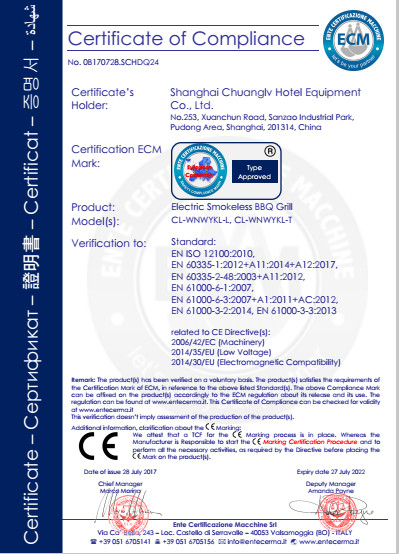 चीन Shanghai Chuanglv Catering Equipment Co., Ltd प्रमाणपत्र