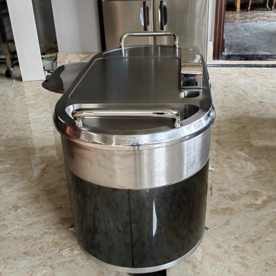 खरीदें TO14 स्टेनलेस स्टील मोबाइल Teppanyaki ग्रिल टेबल गैस नीचे निकास उन्नयन online manufacture