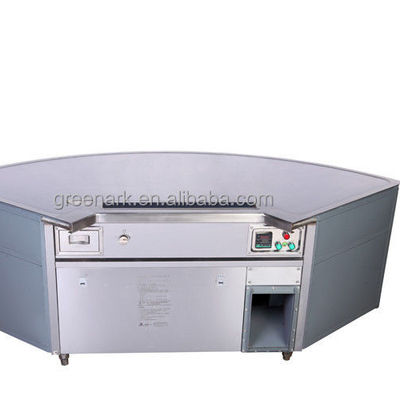 खरीदें 9 Seats Fan Shape Teppanyaki Grill Table with 20mm Thick Food-Grade Alloy Steel and 380V/8KW Power ऑनलाइन निर्माण