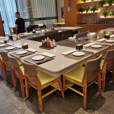 अनुकूलित डिजाइन इनडोर आयत Teppanyaki ग्रिल टेबल 240V