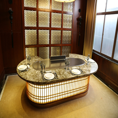 वाणिज्यिक टेपन्याकी ग्रिल टेबल 2200x860x800 मिमी 8000W पावर के साथ