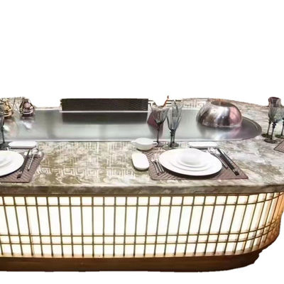 Commercial Teppanyaki Grill with German 304 Stainless Steel and 20 mm Heating Plate in 2200*850*800 mm Size